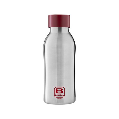 B Bottles Twin - Steel & Red - 350 ml - Double wall thermal bottle in 18/10 stainless steel